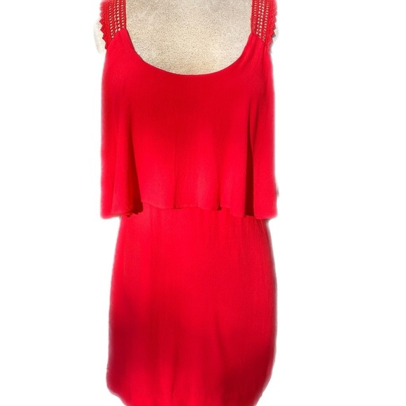 EUC MAEVE FOR ANTHRO MELON COLORED SLEEVELESS DRESS RUFFLE TOP SZ 2P(fits like 6 - Picture 1 of 14